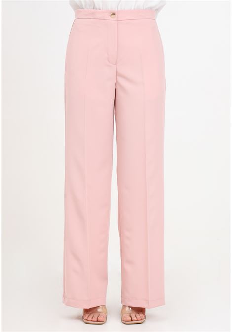Pantaloni donna rosa polvere con bottoni nascosti VICOLO | TB0236BU40-1