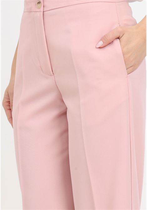 Pantaloni donna rosa polvere con bottoni nascosti VICOLO | TB0236BU40-1