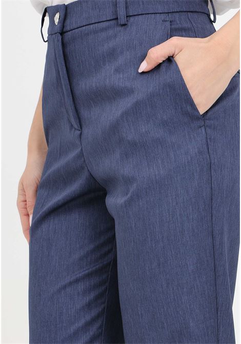Pantaloni donna blu notte con bottoni logati VICOLO | TB0243A89