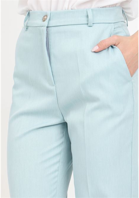 Aqua green women's trousers with logoed buttons VICOLO | TB0243BU71-1