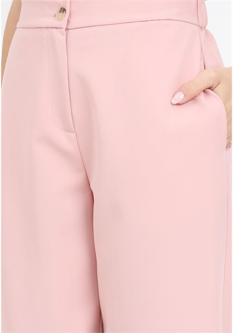 Pantaloni donna rosa polvere con elastico in vita sul retro VICOLO | TB0283BU40-1