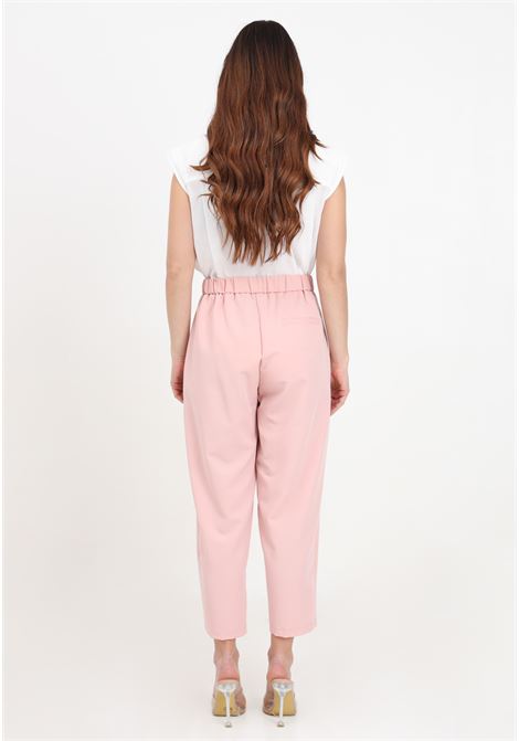 Dusty pink women's trousers with elastic waist on the back VICOLO | TB0283BU40-1
